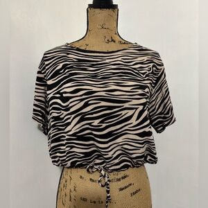 CUIDADO CON EL PERRO Zebra Print Crop Top Size L